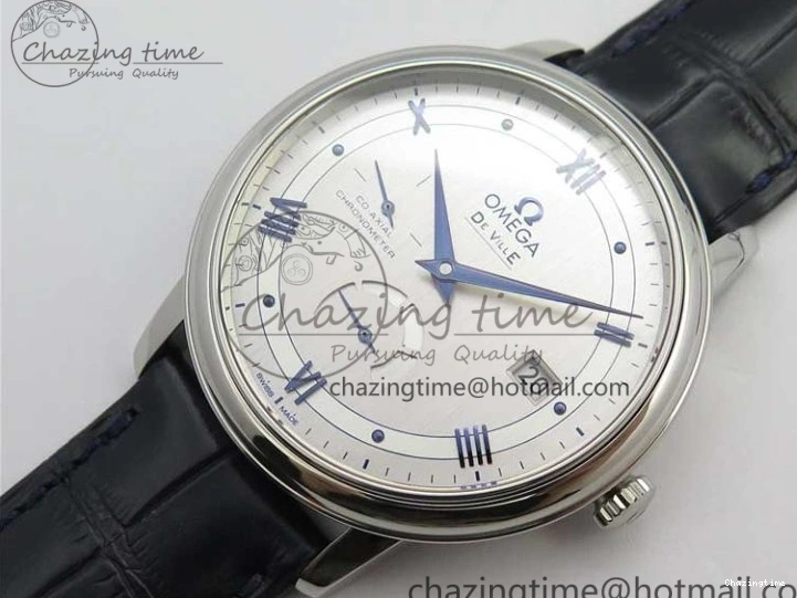 0312 Timeless De Ville Prestige Real PR SS ZF 1:1 Best Edition Gray Dial Blue Markers on Blue Leather Strap MIYOTA 7936